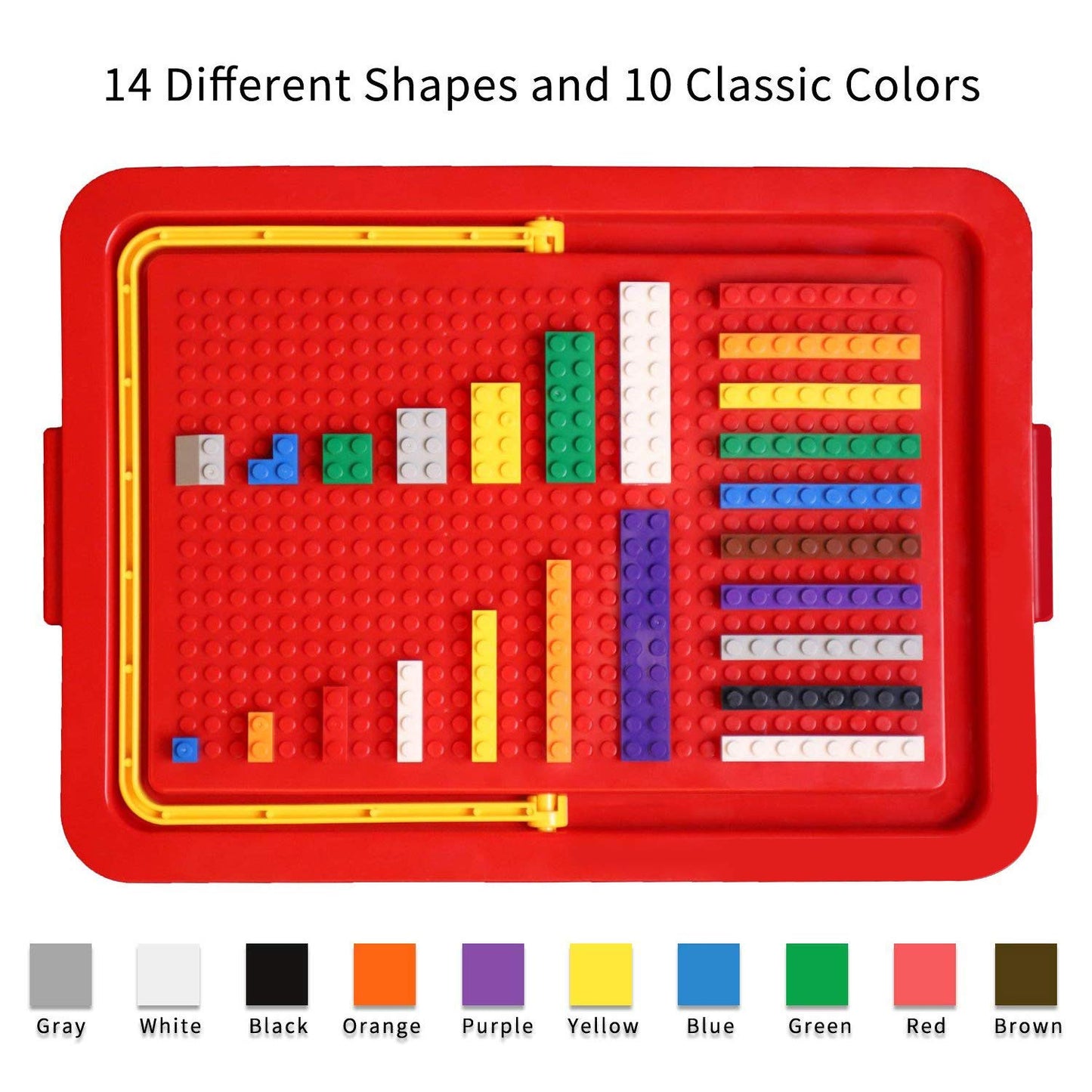 Building Bricks 1020 Pieces Set, 1000 Basic Building Blocks in 17 Fun Shapes Includes Wheels, Door, Window, Bulk Block with Storage Box, Handle and Base Plate, Compatible Block Construction Toys