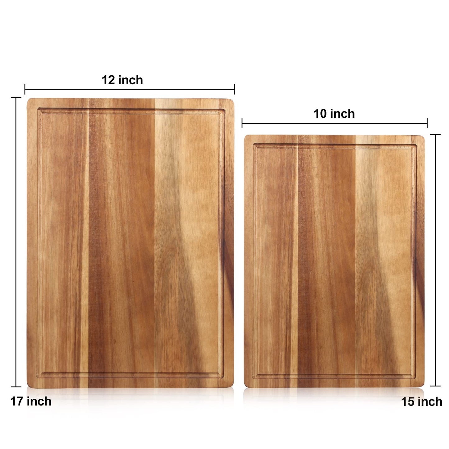 17" Solid Acacia Wood Cutting Boards for Kitchen Meat Large Wooden Charcuterie Boards Non Toxic Bamboo Cutting Board Big Hardwood Chopping Board Butcher Block Bread Serving Cheese Board Carving Board
