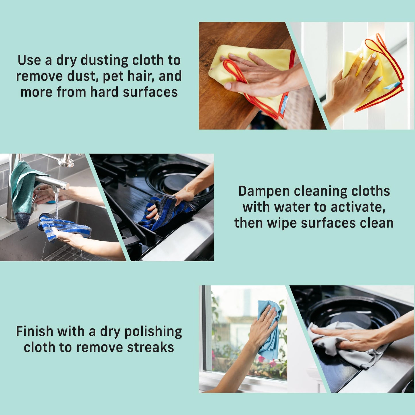 E-Cloth Home Cleaning Set, Premium Microfiber Cleaning Cloth, Household Cleaning Tools & Supplies for Dusting, Bathroom, Kitchen & Cars, Washable & Reusable, 100 Wash Guarantee, 8 Piece Set