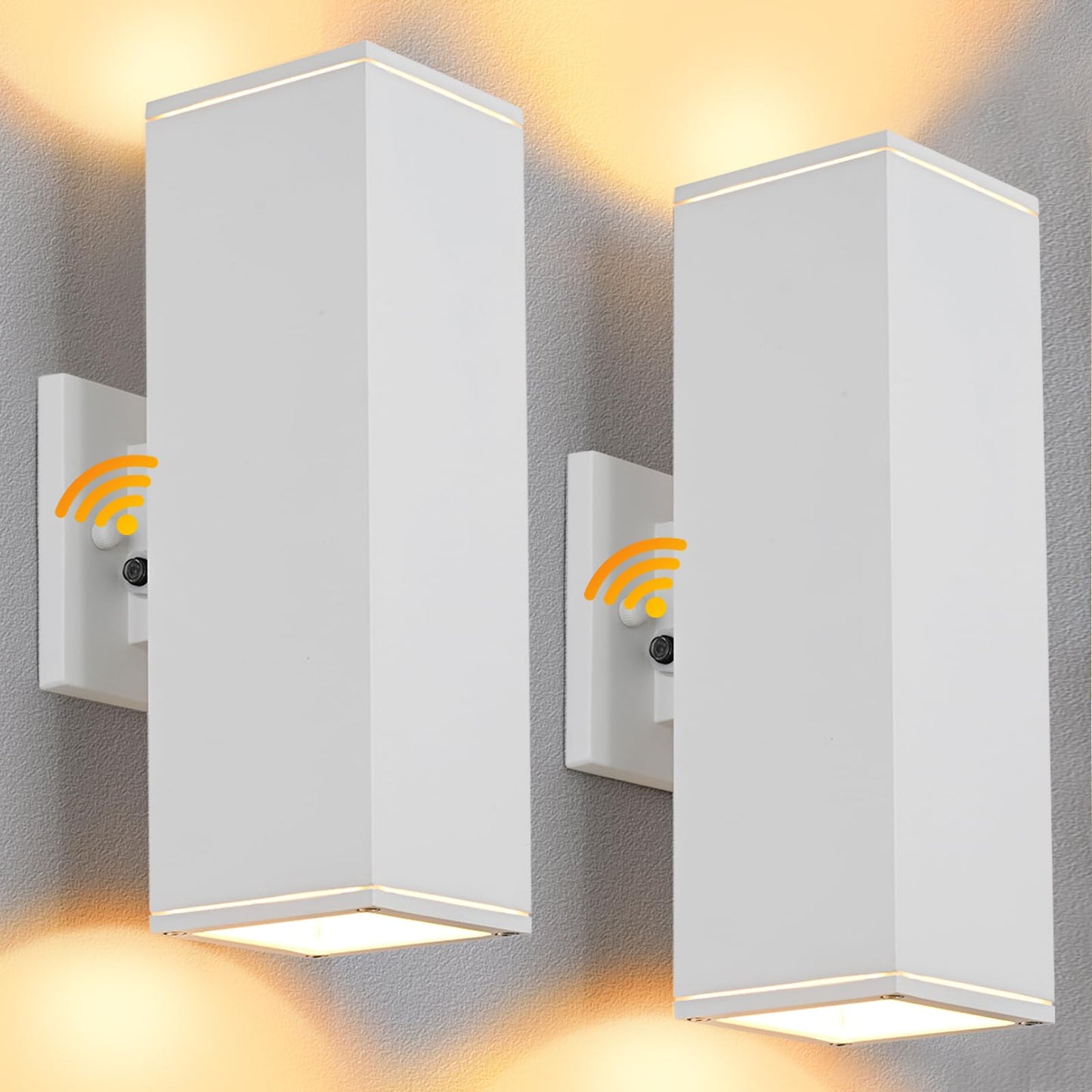 Dusk to Dawn Outdoor Lights Wall Mount, 2 Pack Waterproof Exterior Light Fixtures, Modern Anti-Rust Sensor Garage Lights Outdoor Wall Sconce Porch Lights Wall for House, Doorway, White, YOFOVI