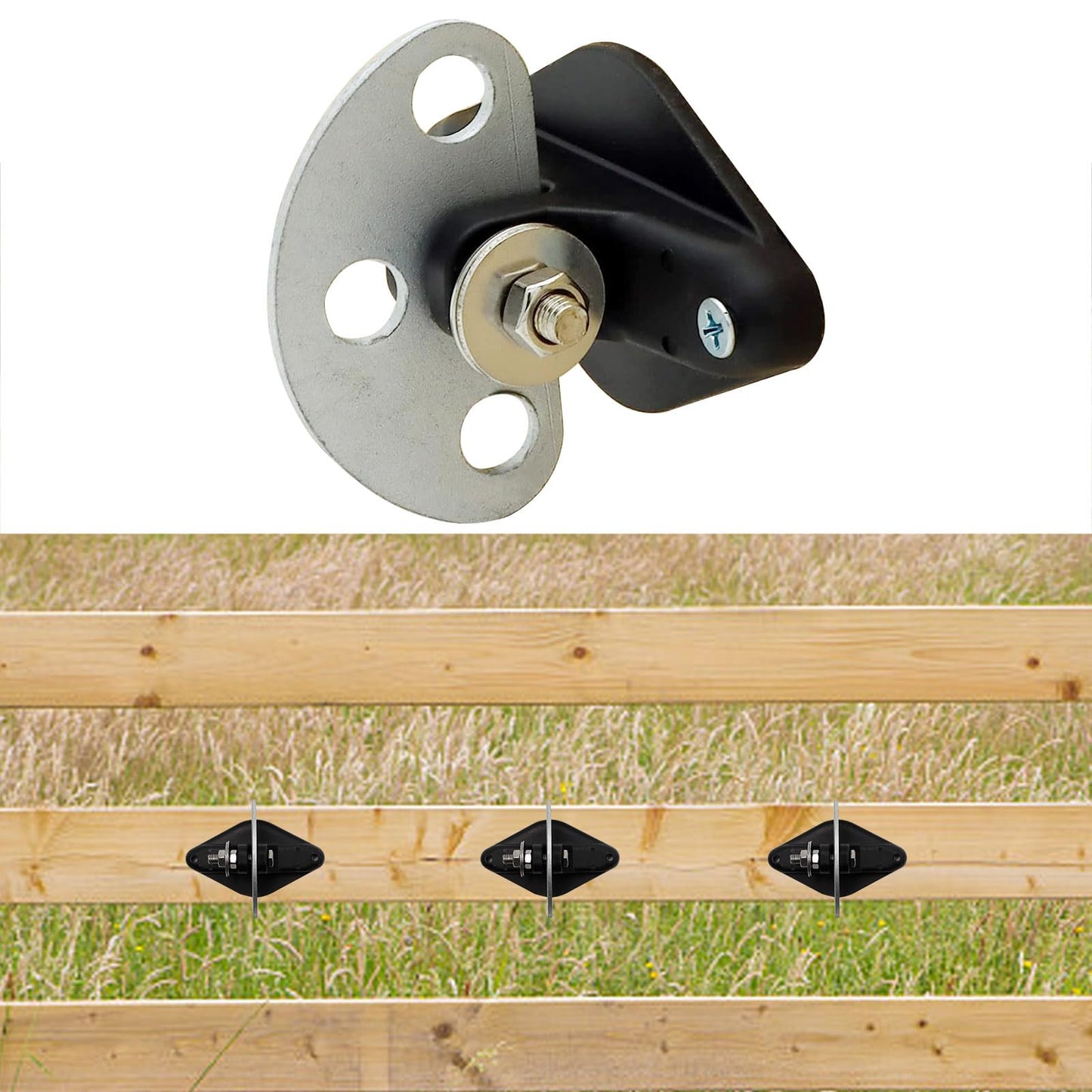 ZUDKSUY 24 Pcs pinlock insulators with 3 Point Gate Connector + 48 pcs Screws, Fence Connector Electric Fence Gate