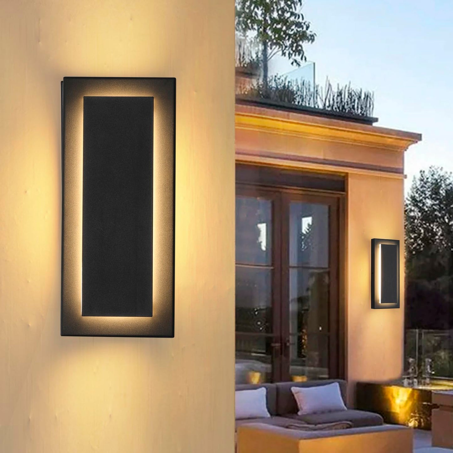 ZSMAIKU 11.8" Outdoor Wall Lights, Black Led Wall Sconces,Exterior Light Fixtures Wall Mount, 3000K Warm White,Waterproof Modern Porch Hallway Front Door Lights 360°Beam Angle 1 Pack