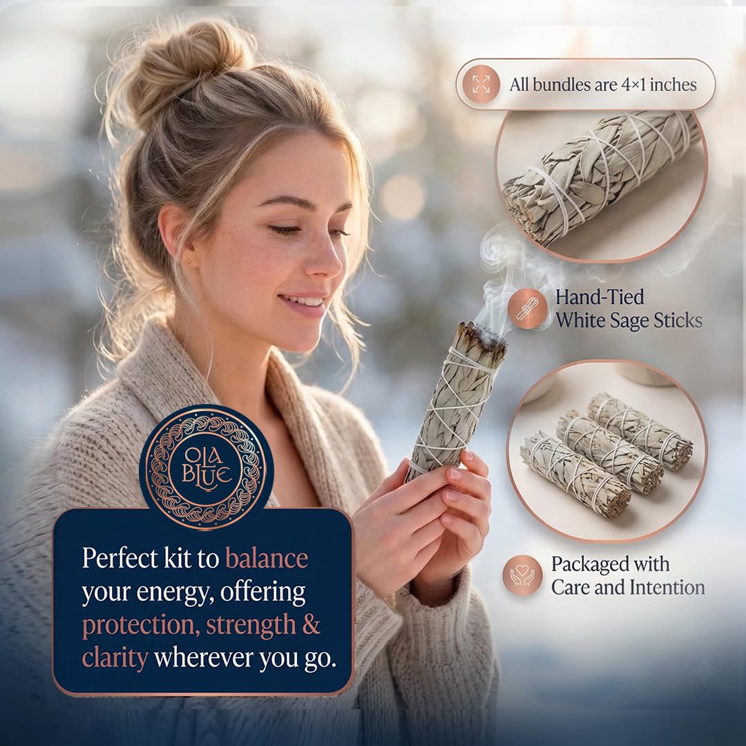 White Sage Smudge Sticks 12 Pack Premium 4 Inch Sage Bundles for House Cleansing, Energy Clearing, Smudging Rituals, Meditation & Spiritual Protection