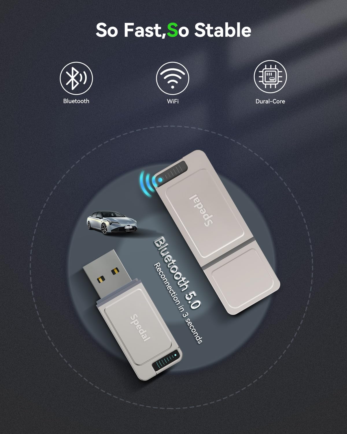 2-in-1 Wireless CarPlay & Android Auto Adapter, Plug & Play Dongle with 5GHz WiFi & Bluetooth, Auto-Connect, Fast & Stable, USB-A/C, Compatible with Most Cars 2017+