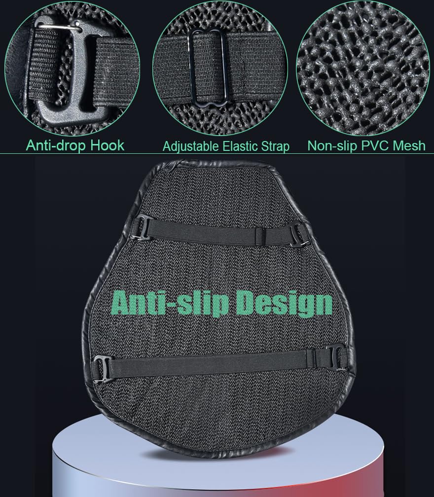 Pikioraz Motorcycle Seat Cushion, 3D Motorcycle Gel Seat Pad, Honeycomb Breathable Seat Cover for Long Rides