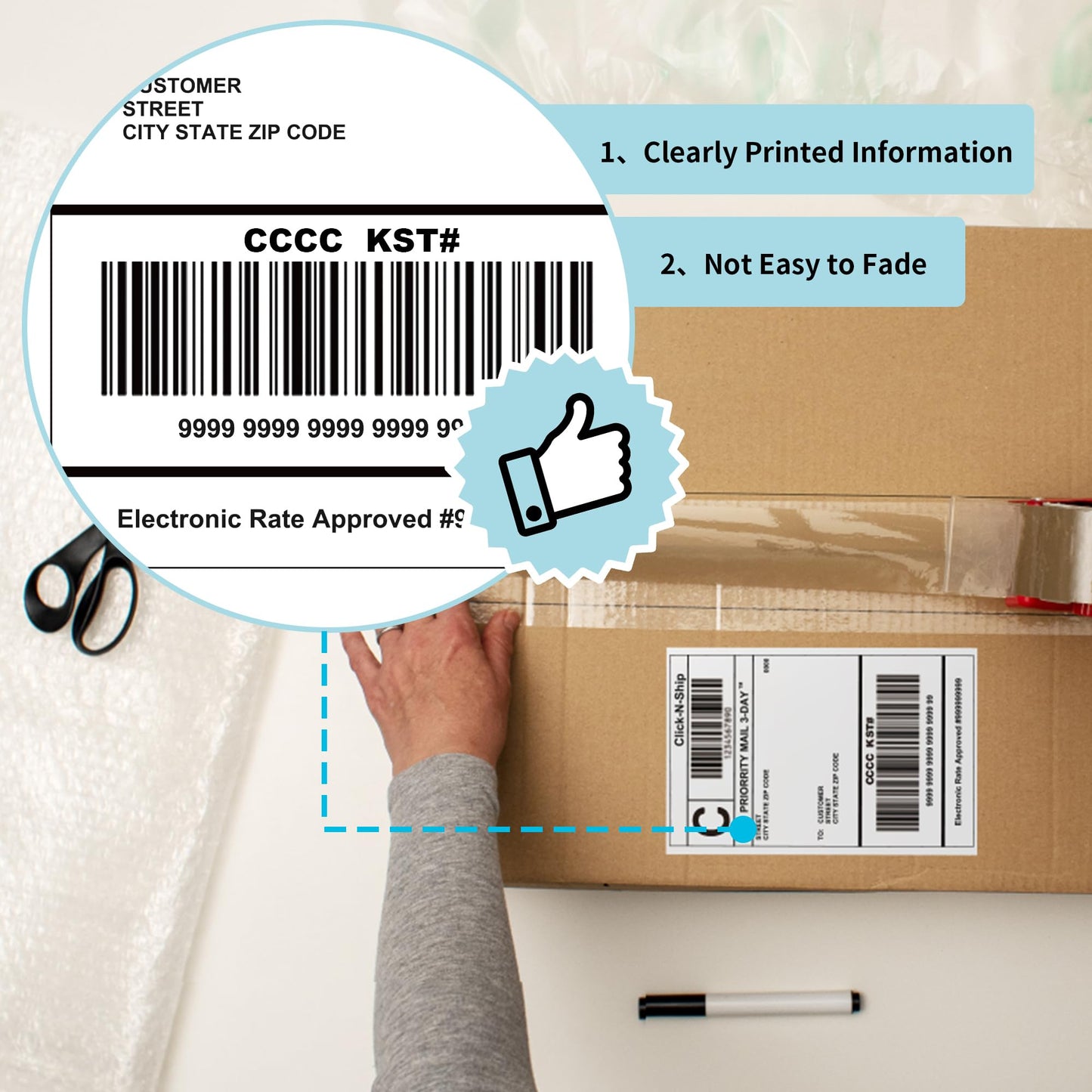 L LIKED 4x6 in Thermal Shipping Labels, 4000 Pcs Fanfold Thermal Printer Labels for Address, Mailing, Boxes, Packages, Compatible with Zebra & Rollo Printer