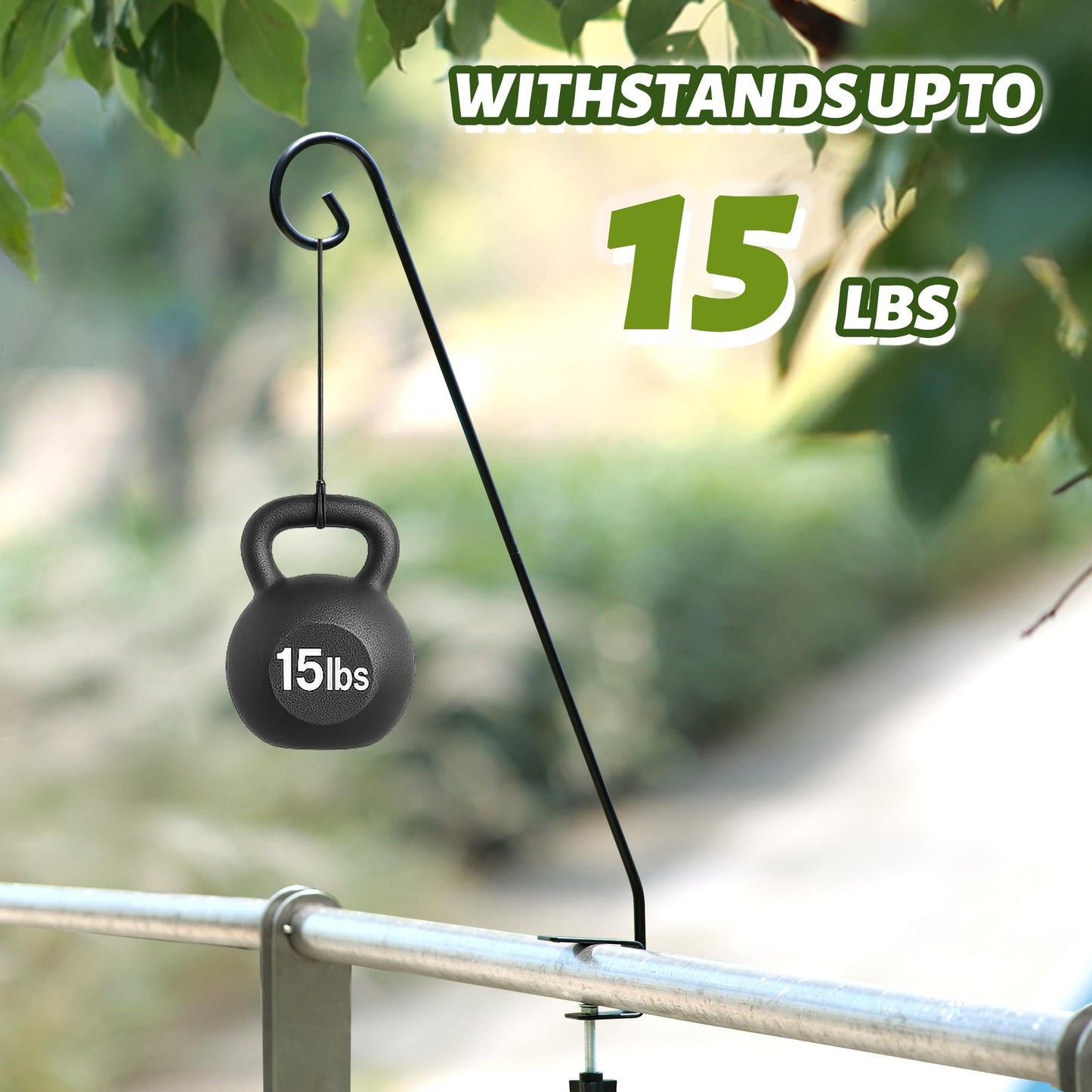 MIXXIDEA Heavy Duty Deck Rail Pole Deck Hook, Extensible and Adjustable Deck Hook for Hanging Bird Feeder, Plants, Suet Baskets,Wind Chimes,Lanterns (28in Long Curled Hook-2 Pack)