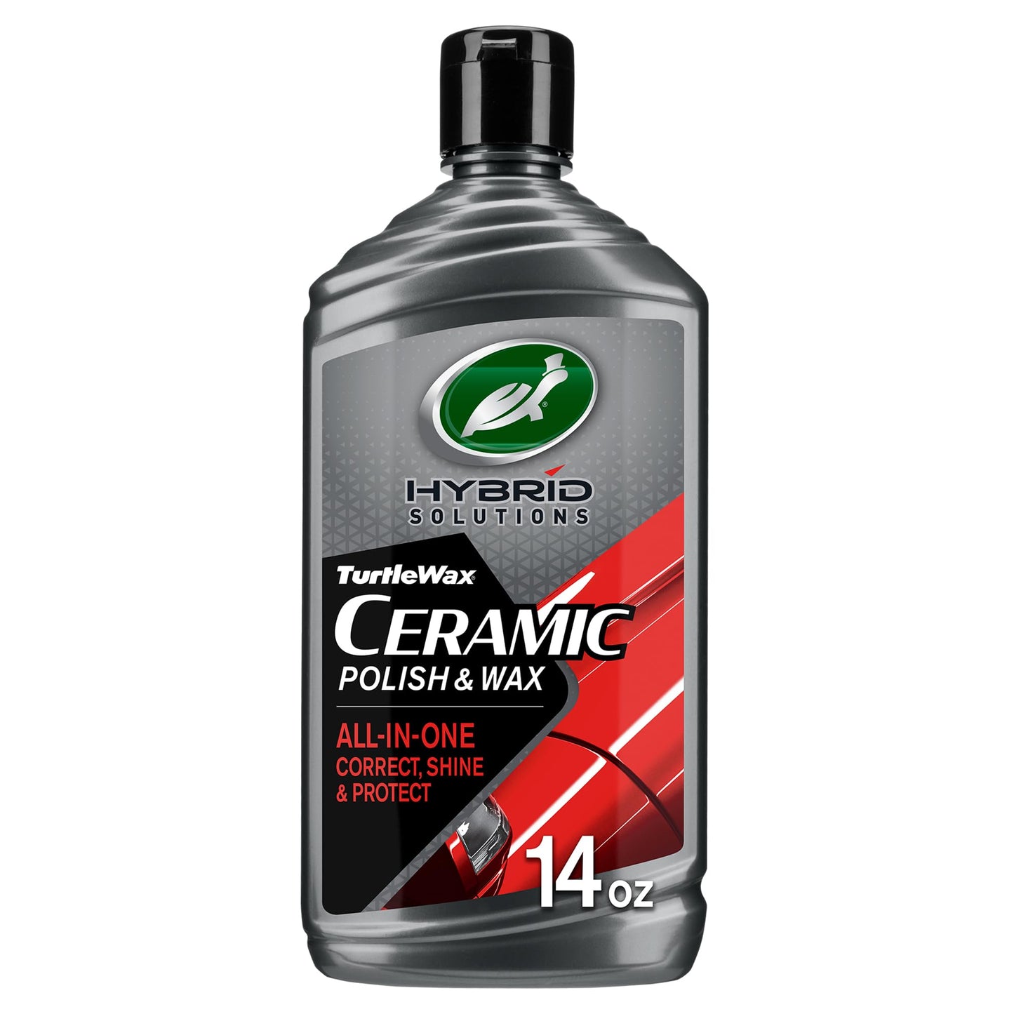 Turtle Wax 53412 Hybrid Solutions Ceramic Polish and Wax, Removes Car Scratches and Swirl Marks, Provides Water Repellency, Protection, and Shine, Hand or Machine Application, 14 oz. (Pack of 1)