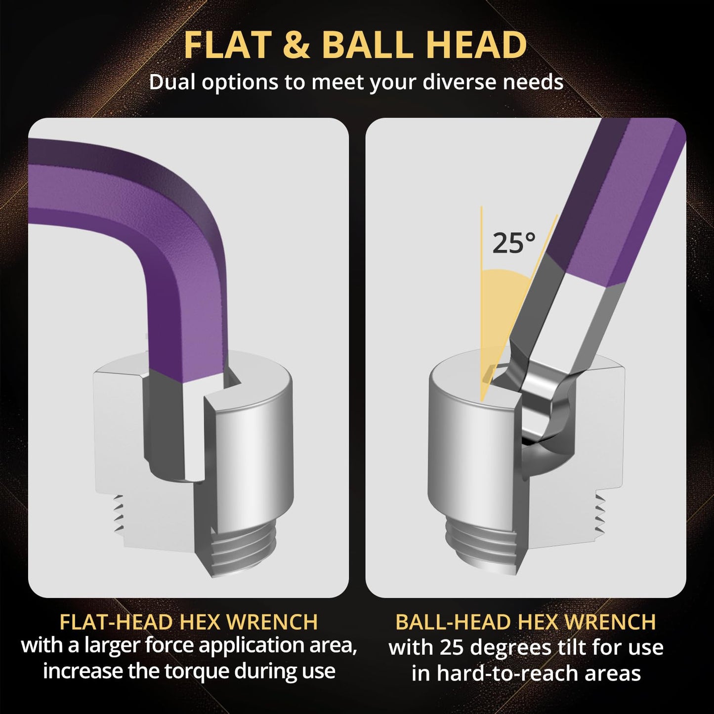 AMTOVL 27PCS Allen Key Set - Metric & SAE Allen Wrench Set, Extra Long Ball & Star End Hex Keys with T-Handle & Color Coding for Bicycle, Household DIY