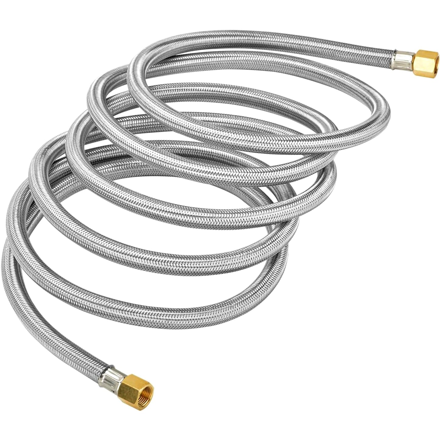 only fire 12 Feet Braided Stainless Steel Propane Flexible Hose Assembly with Both 3/8" Female Flare Fittings for RV, Gas Grill, Fire Pit, Heater,etc