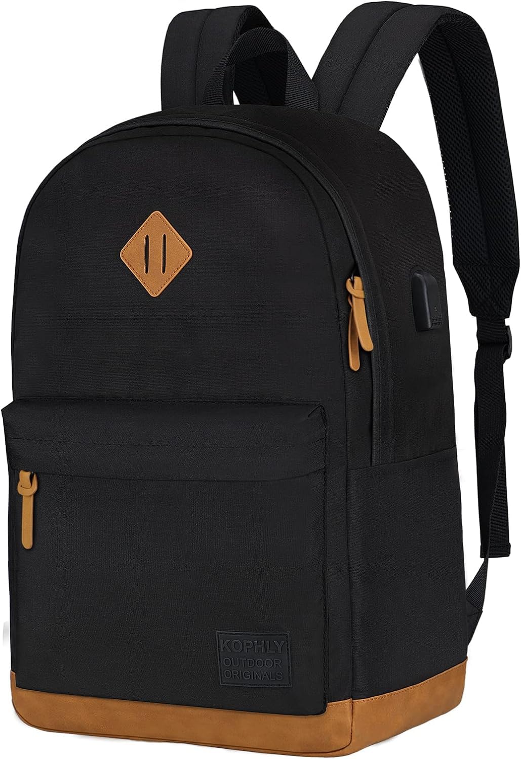 KOPHLY Large Travel Laptop Backpack with USB Charging Port for Men and Women, Work Backpack, Classic Backpack for College, Travel(18Inches/Black)