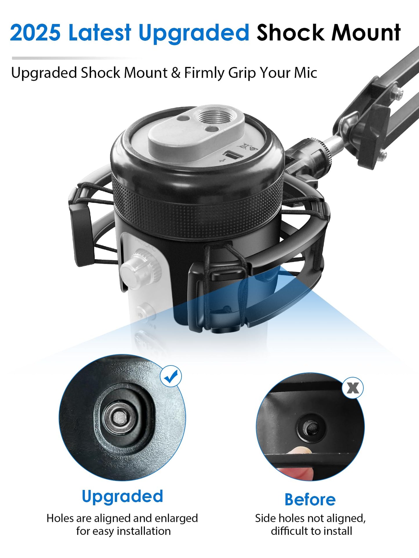 [Newest &Ultra-Durable] Microphone Shock Mount with Pop Filter [Custom Built for Blue yeti Mic] Anti-Vibration Suspension Shock Mount Holder Clip Compatible with Blue Yeti Microphones
