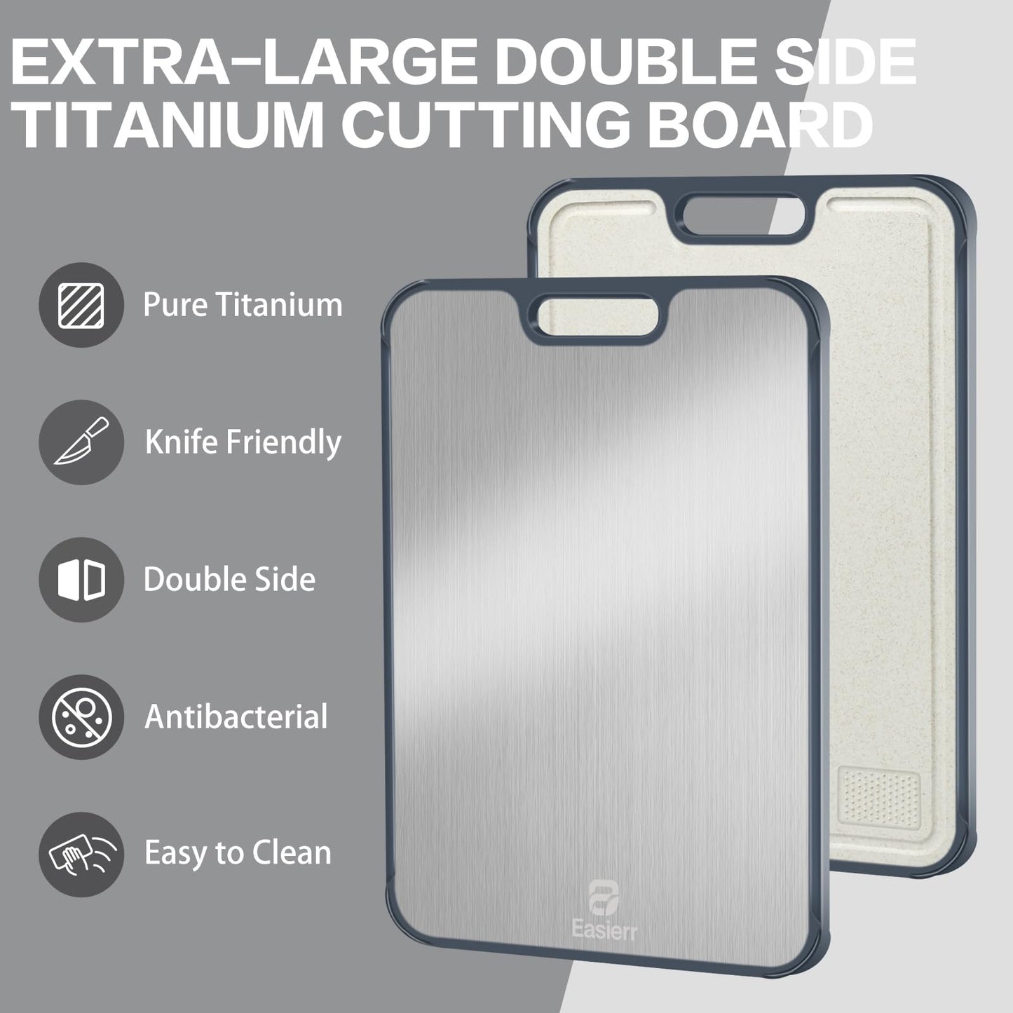 Easierr Extra Large Titanium Cutting Board, Cutting Board for Kitchen with Juice Groove, 17 x 12 inch