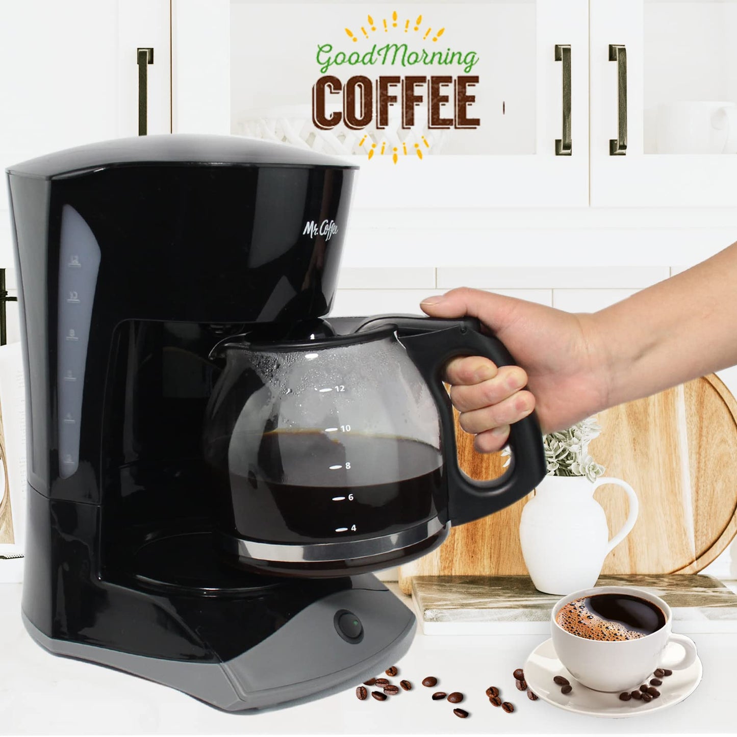 12 Cup Replacement Coffee Jug Compatible with Mr. Coffee Maker Replacement Part #PLD12 PLD12-RB Black Handle