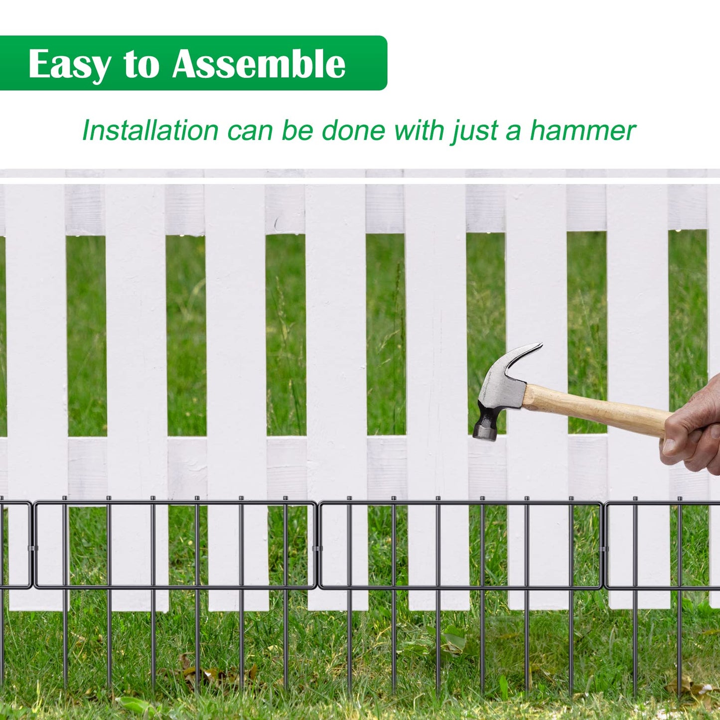 19 Pack Animal Barrier Fence, 17 in(H) X 20 Ft(L) Decorative Garden Fencing, Rustproof Metal Wire Garden Fence Border, Dog Rabbits Ground Stakes Fence for Landscape Patio.