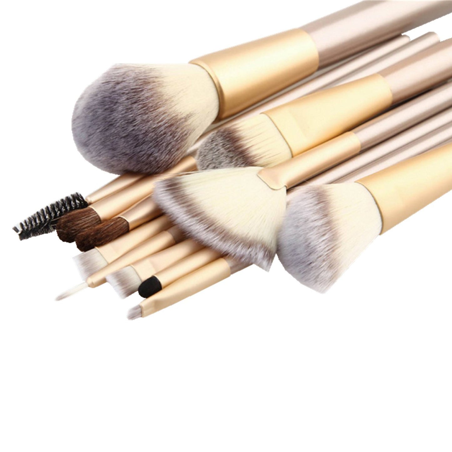 12 Piece Makeup Brushes Set | Horse Hair Professional Kabuki Makeup Brush Set Cosmetics Foundation Makeup Brushes Set Kits with White Cream-colored Case Bag by YOA