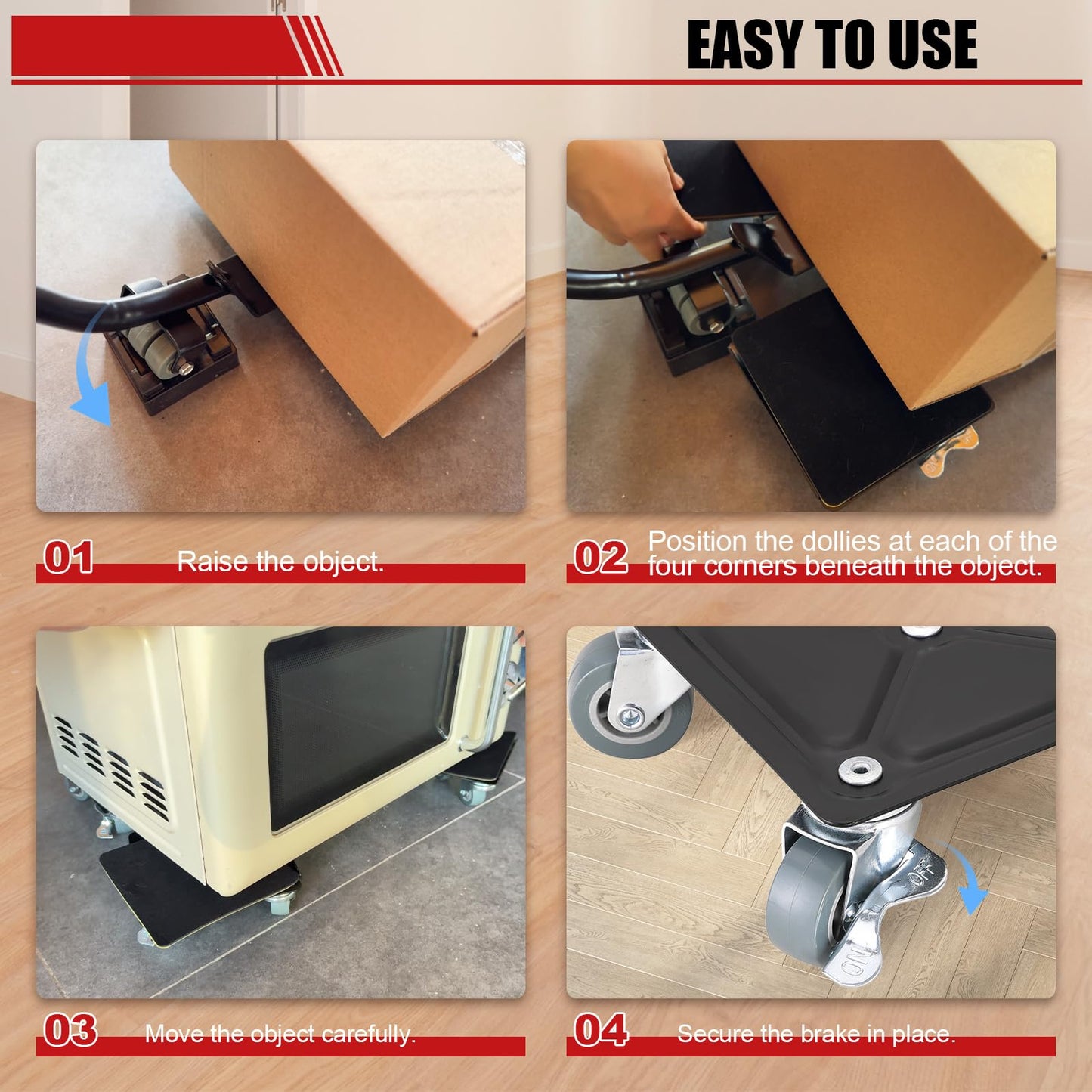 FLKQC Furniture Moving Dolly Sliders, Furniture Lift Mover with 360° Rotatable and Lockable Wheels Furniture Lift Mover Tool Set for Moving Heavy Furniture, Appliances, Maximum 1763 Lbs Capacity