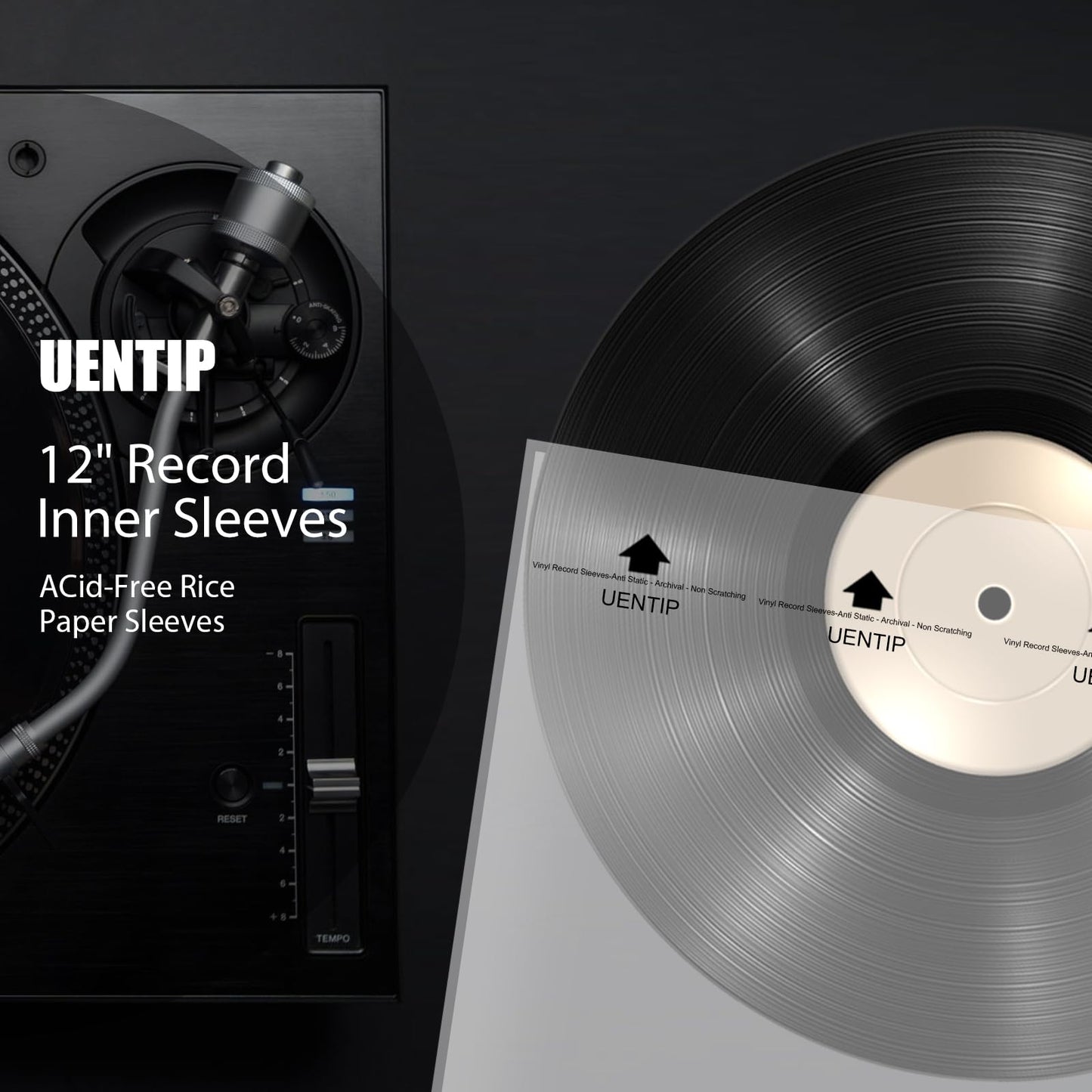 100 Vinyl Record Sleeves-Fits 12 Inch Single, Double, and Gatefold LPs - Protect Your Record Collection (Inner Sleeves-Square)