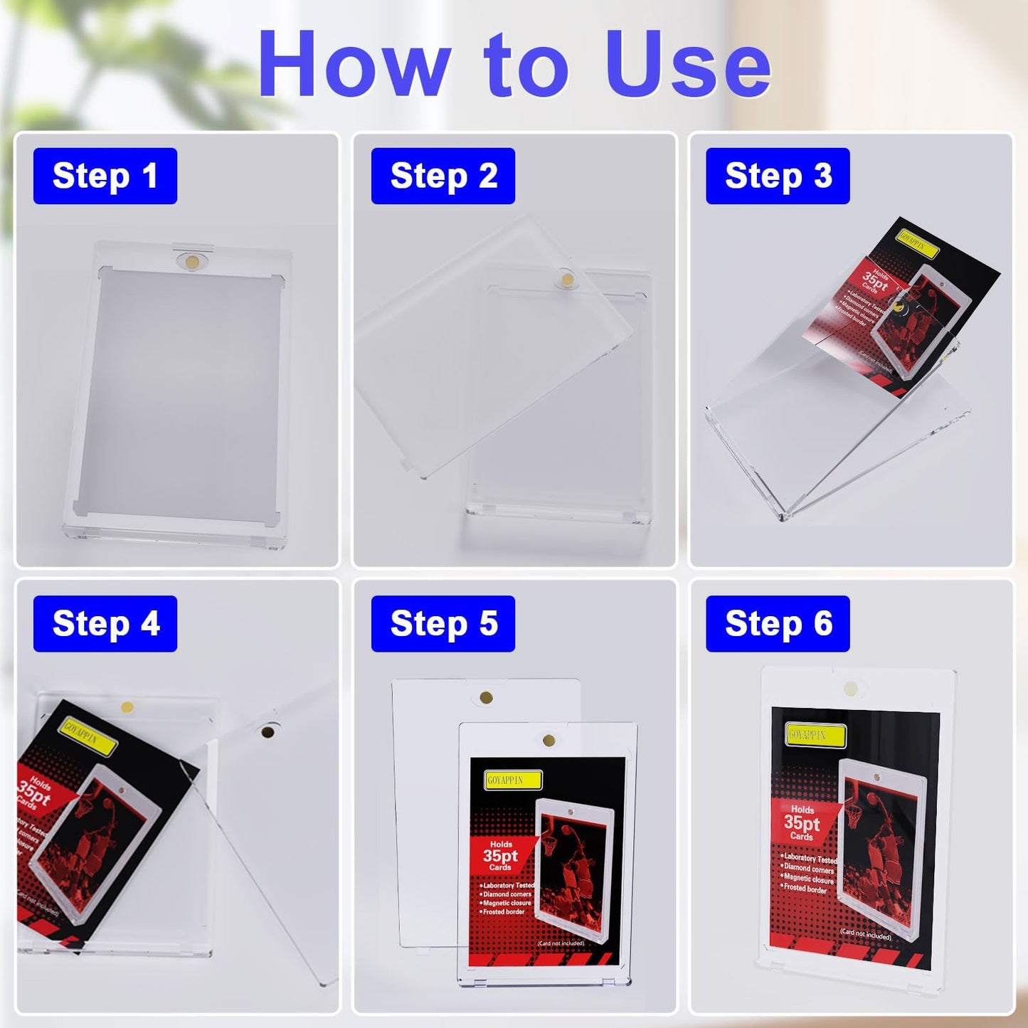 50 Pcs 35 PT Magnetic Card Holder for Trading Card,Top Loaders for Cards,Trading Card Sleeves,Baseball Football Hockey Sports Card Game Card Protective Card Holder