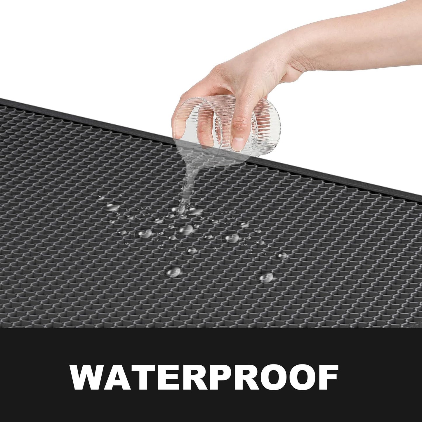 ZuHucpts Large Cat Litter Mat Trapper -90 x 61 cm1 Pack Honeycomb Double Layer Litter Mat -Traps Messes, Easy Clean and Durable, Non Toxic Trapper Rug Suitable for Litter Tray (Black)