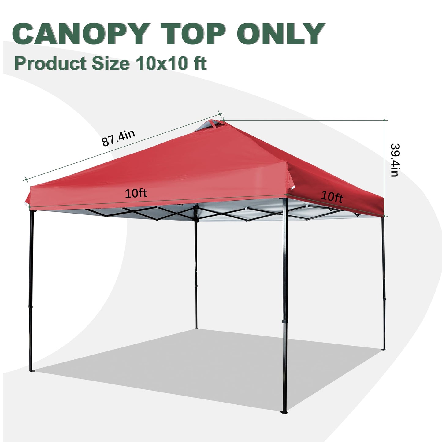 SCOCANOPY Replacement Top with Air Vent for 10x10 Canopy Frame, Canopy Cover ONLY, (Red)