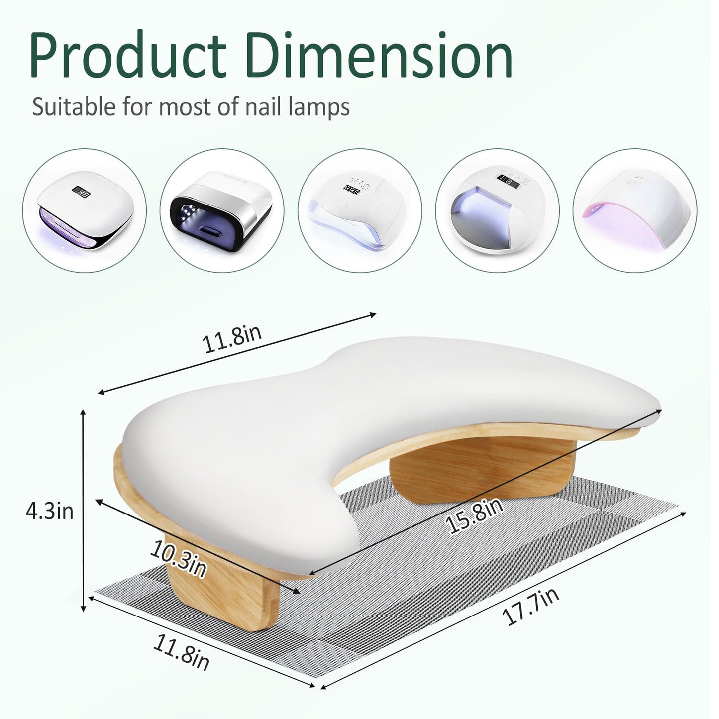 Arm Rest for Nails Tech, Nail Arm Rest Cushion with Nail Table Mat, U Shaped Nail Rest, Hand Rest for Nails Tech, Nail Rest Stand, Manicure Hand Rest with Detachable Brackets, Nail Hand Rest, White