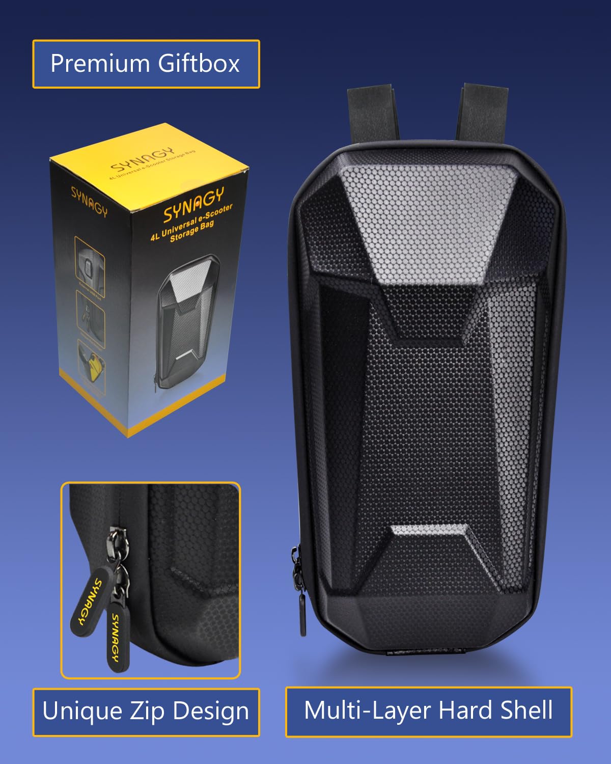 Scooter Storage Bag with USB Charging Port, Adults Electric Scooter Handlebar Bag, Waterproof Front Hanging Bag for GYROCOPTERS/ECOROAD/EVERCROSS/Gotrax/Hiboy Scooter Accessories, 4L EVA Hard Shell