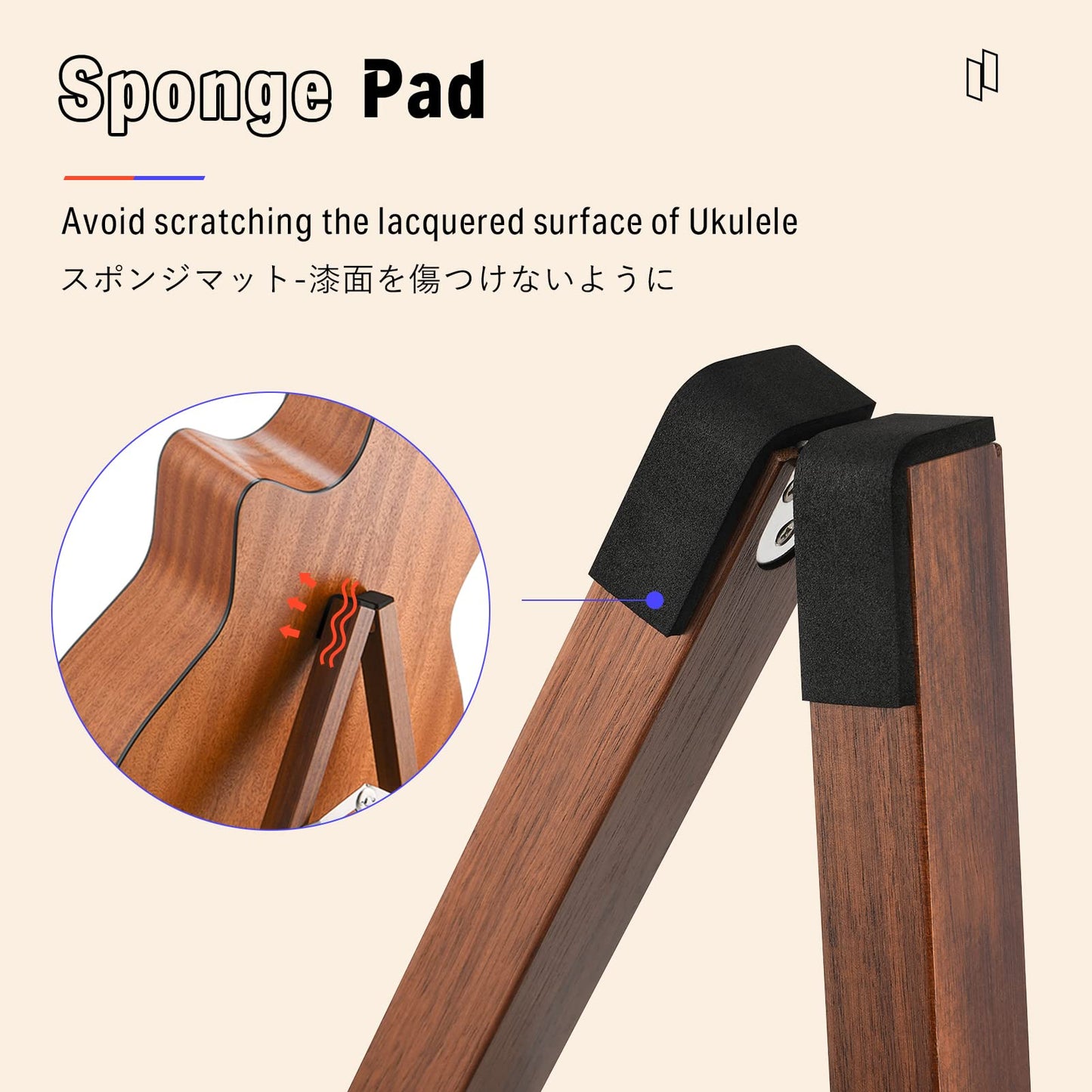 Donner Wooden Guitar Stand, Acoustic Guitar Stand Folding Electric Guitar Stand Floor with Foam Padded for Bass, Ukulele, Mandolin, Banjo, Cello