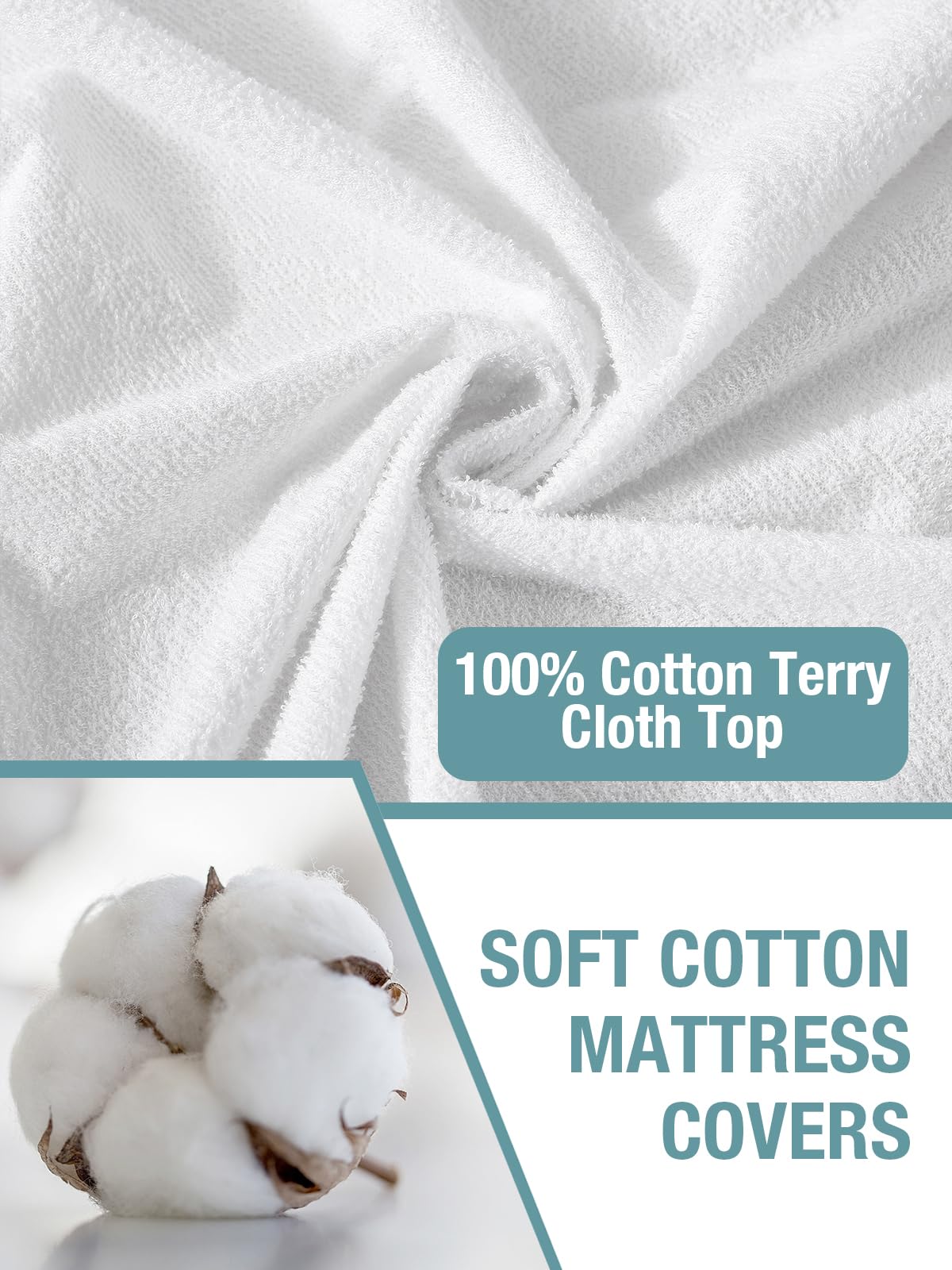 Bedecor Double Bed Mattress Protector Waterproof Full, Breathable and Noiseless Mattress Cover, Fit Up to 18" Deep Pocket, White Soft Premium Cotton Protectors for Home Bedding