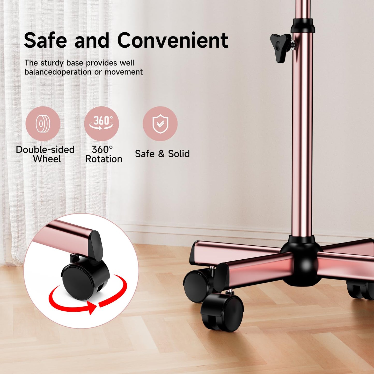 Salon Tray Cart Tattoo Tray Rolling Tray Spa Tray, Dental Tray Height Adjustable, Salon Tray on Wheels Hairstylist Salon Trolley Cart,Rose Gold