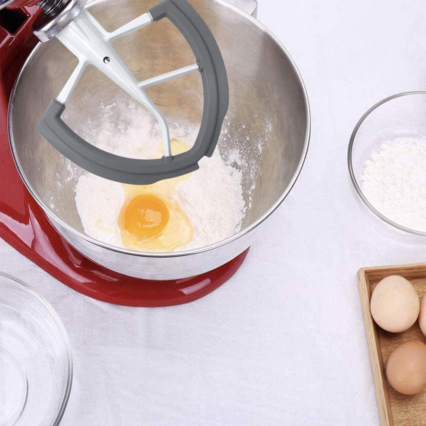 6Qt Flex Edge Beater Compatible with KitchenAid 6-Quart Bowl-Lift Stand Mixers,ONLY for Stainless Steel Bowl, Fits Professional 600, KP26M1X, KB26G1X. [Not for Glass Bowl & Tilt-Head