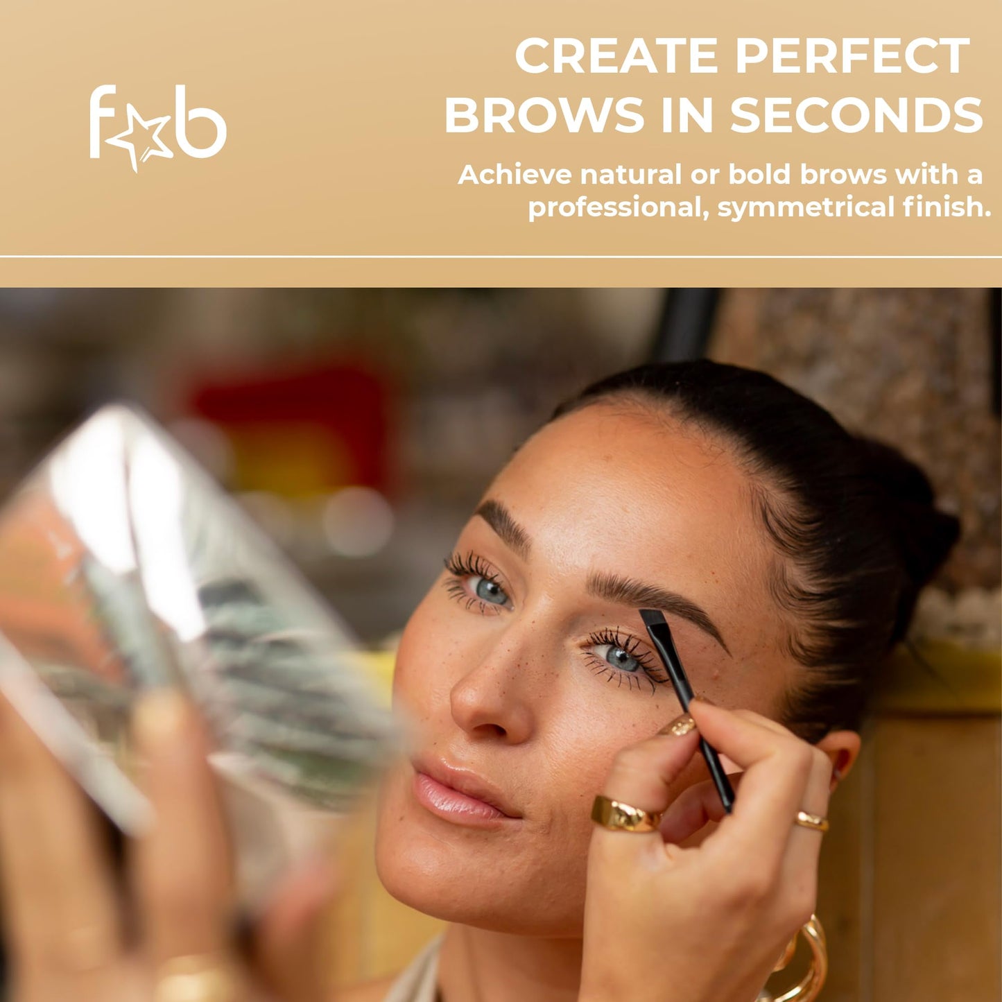 Fab Brows Duo Eyebrow Kit, Ultimate Brow Kit with Compact Powder Mirror and Eyebrow Shaper, Waterproof Eye Makeup Contour Palette Set for Eyebrow, Eyebrow Cosmetics, (Dark Brown/Chocolate Brown)