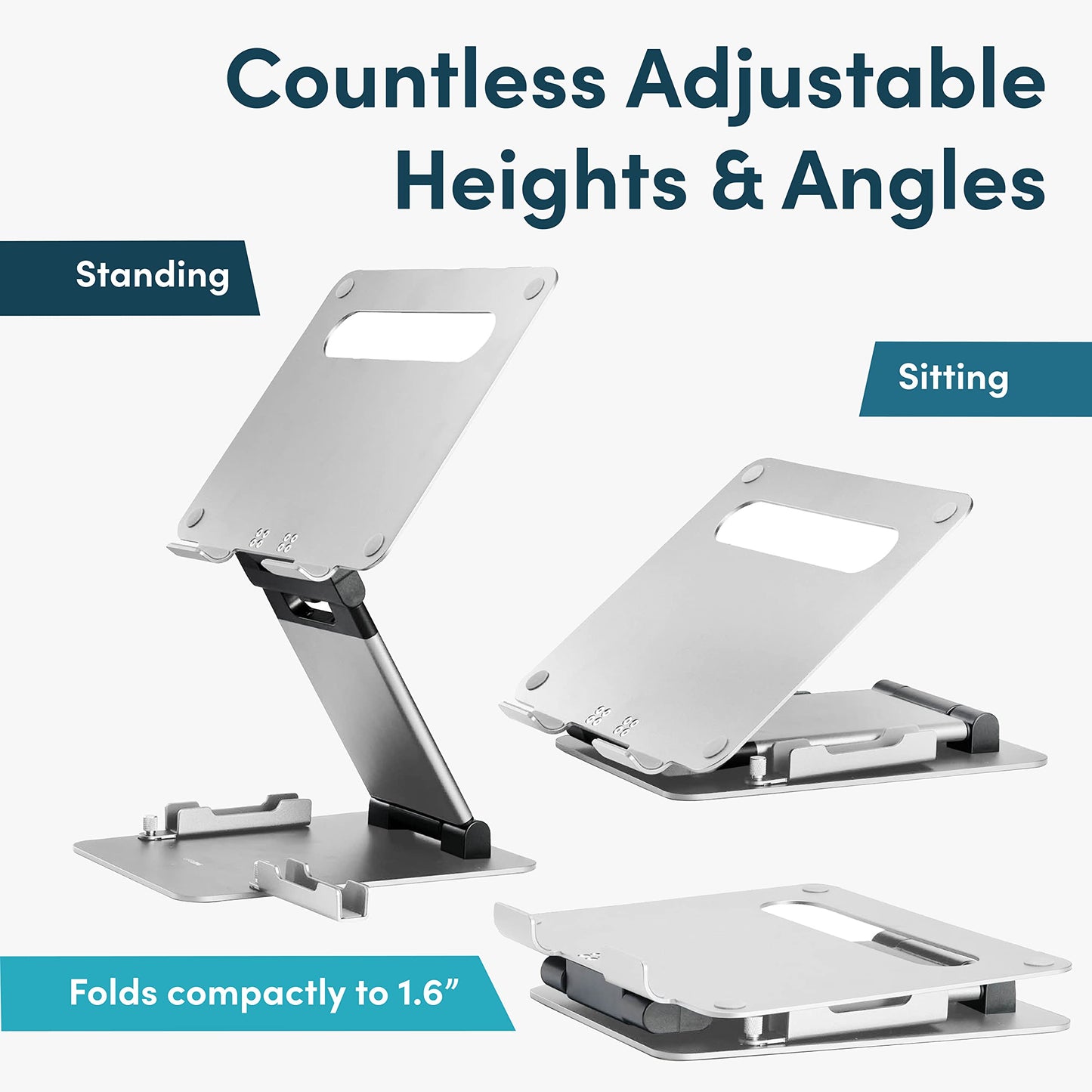 LIFELONG Laptop Stand for Desk, Adjustable Height up to 20", Laptop Riser Computer Pulpit Stand for Laptop, Portable Laptop Stands, Fits MacBook, Laptops 10 15 17 inches Laptop Holder and Laptop Desk