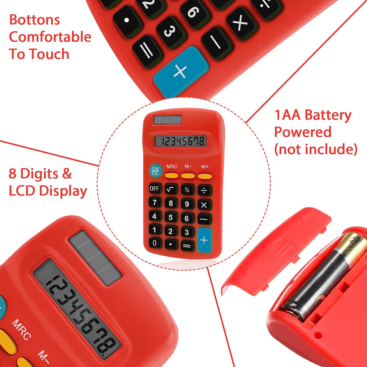 26 Pack Pocket Calculator Small Battery Powered Basic Calculator Bulk Mini Size 4 Function Hand Held Calculator for Students Kids School Home Office in