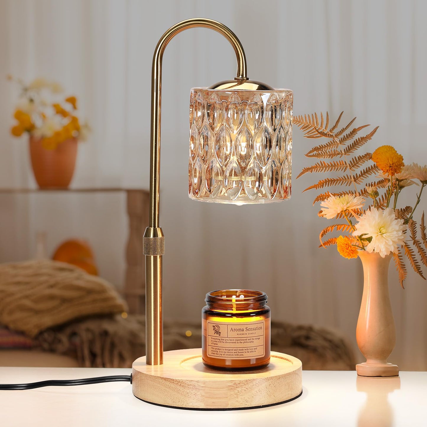 Candle Warmer Lamp, Candle Warmer with Timer and Dimmer, Adjustable Height Electric Candles Lamp with 2 Bulbs for Scented Jar, Wax Melter Lamp for Home Decor, Gifts for Women