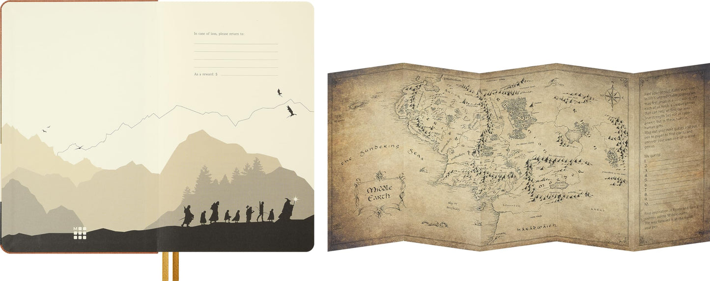 Moleskine Limited Edition The Lord of the Rings Notebook, Hard Cover, Large (5" x 8.25"), Ruled/Lined, Frodo & Sam Journey Graphic, 176 Pages