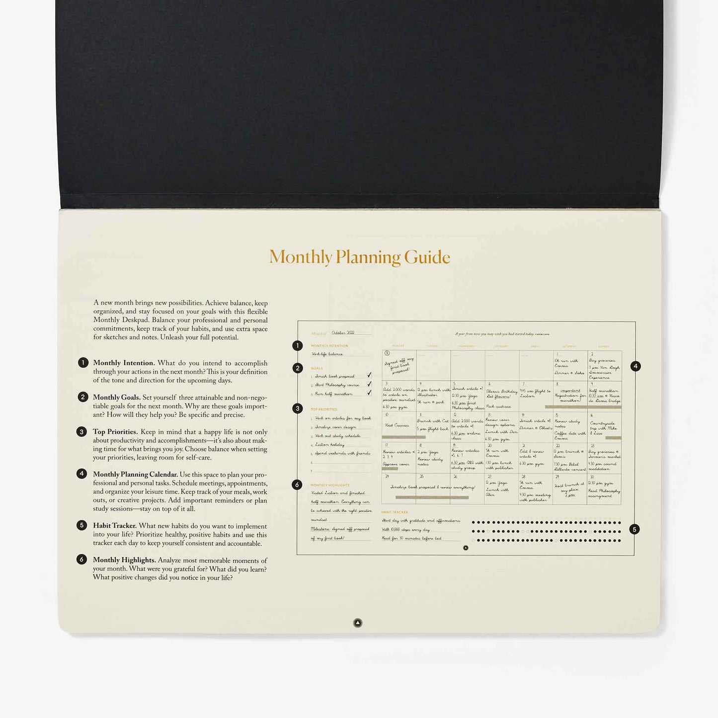 Intelligent Change Monthly Desk Planner Pad - Tear-Out To-Do List and Calendar for Time Management - A4 Productivity Desk Pad - Black