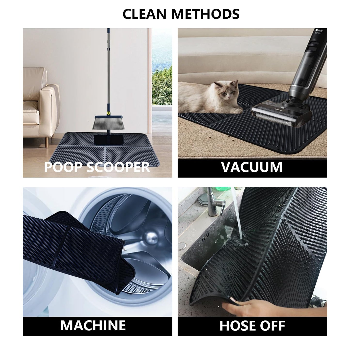 windhunt Silicone Cat Litter Mat,Extra Large Litter Trapping Mat,Waterproof Litter Box Mat for Floor,Easy Clean,Non-Slip Litter Catcher Mat,Cat Supplies Needs (Grey, 31x23x0.26 in)