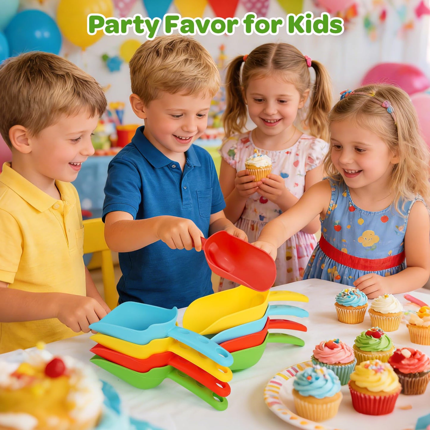 Kids Beach Toy 16 PCS Shovels Plastic Sandbox Set for Outdoor Digging and Indoor Play, Garden Planting Spades Snow Game for Toddler Boys & Girls 3-9 Red, Yellow, Green, Blue