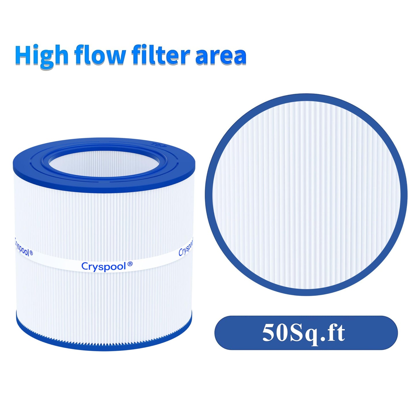 Cryspool Pool Filter Replacement for Clean & Clear 50, Unicel C-9405, Filbur FC-0684, PAP50, R173213, 59054000, 50 sq. ft,1 Pack