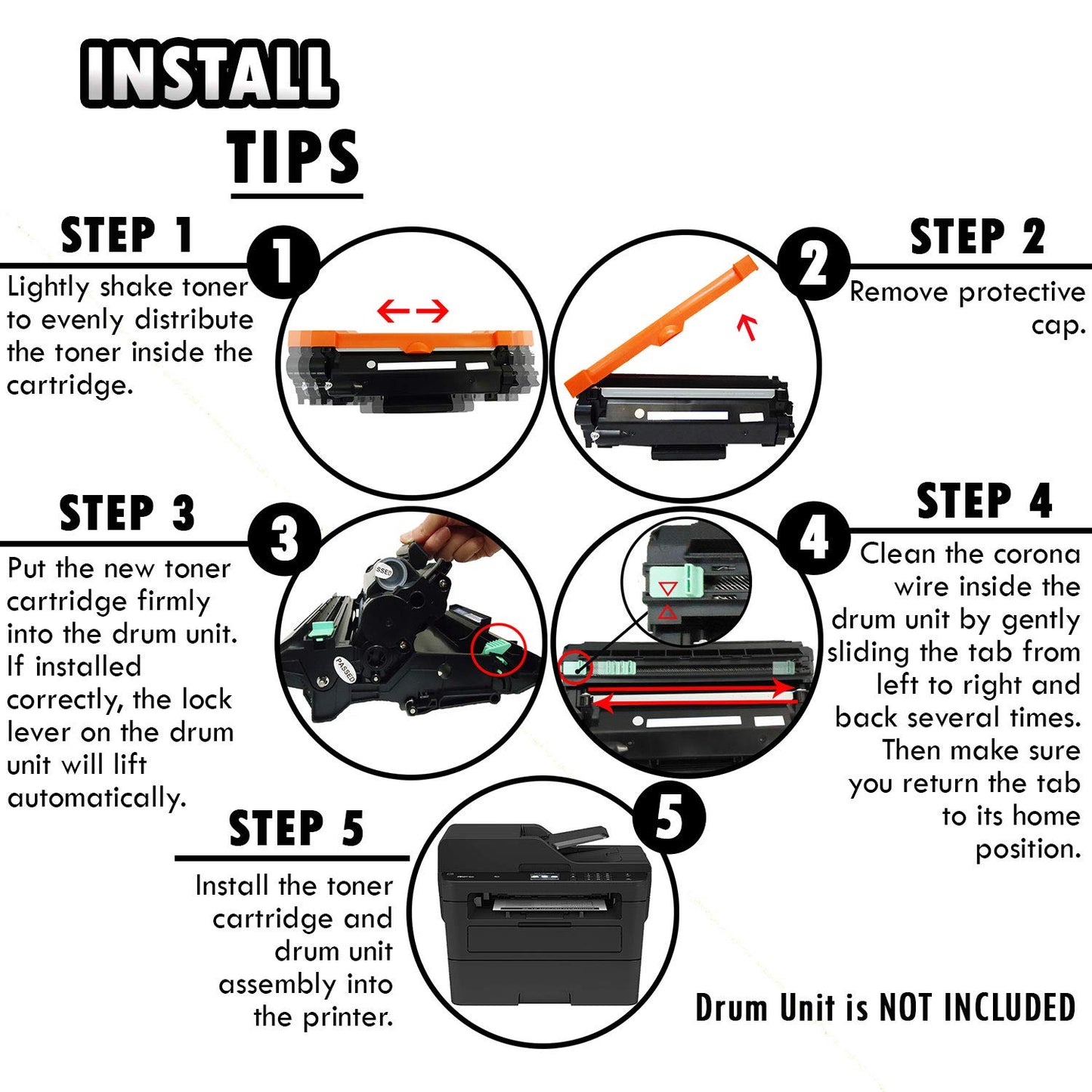 (CHIP Included) 2 High Yield Inkfirst Toner Cartridges TN-760 TN760 Compatible Remanufactured for Brother TN-760 MFC-L2710DW MFC-L2730DW MFC-L2750DW MFC-L2750DWXL DCP-L2550DW HL-L2350DW HL-L2370DW