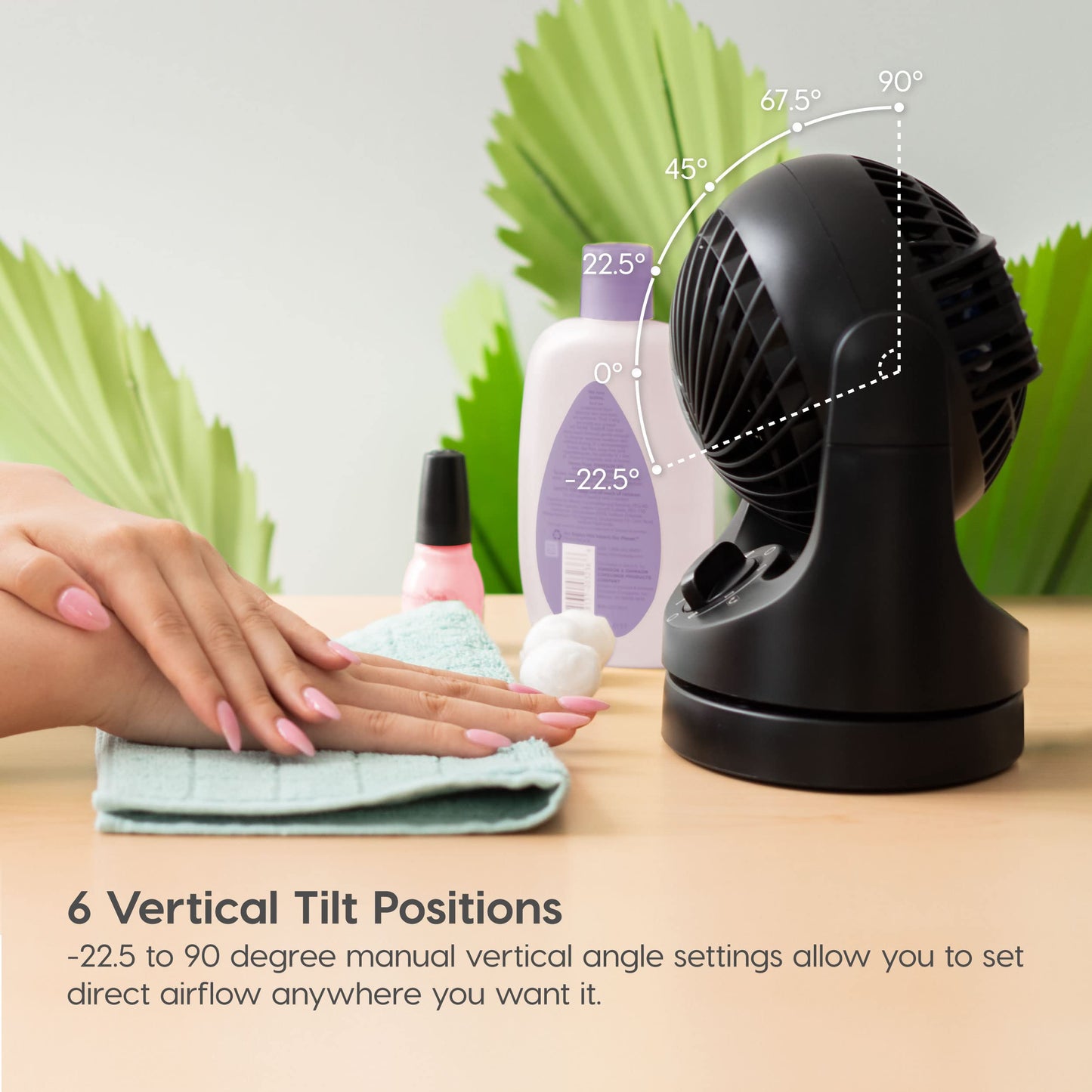 IRIS USA WOOZOO Desk Fan, Oscillating Table Air Circulator, 3 Speeds, 32ft Max Air Distance, 112° Adjustable Tilt, 27.5db Low Noise Motor, Small Fan for Bedroom, Office, Dorm, Black