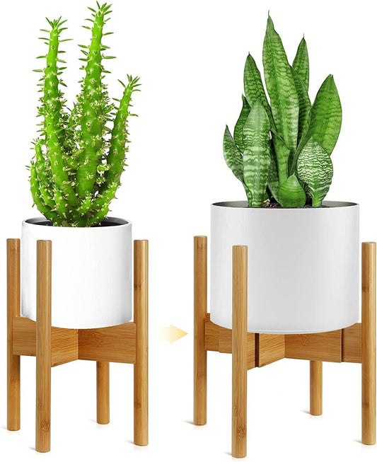 2-Pack Plant Stand, Mid-Century Modern Flower Pot Holder, Adjustable Plant Stand for Multiple Pots, Indoor Space Saving Vertical Plant Shelf, Fits Pot Size of 20-30 CM (Plant Pot NOT Included)