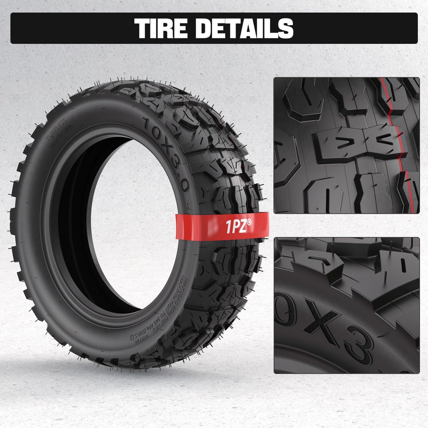 1PZ ESD-TA1 10 Inch Inner Tube and Tire 10x3.0 Off Road City Road Tire Inner Tube set Replacement for Electric Scooter