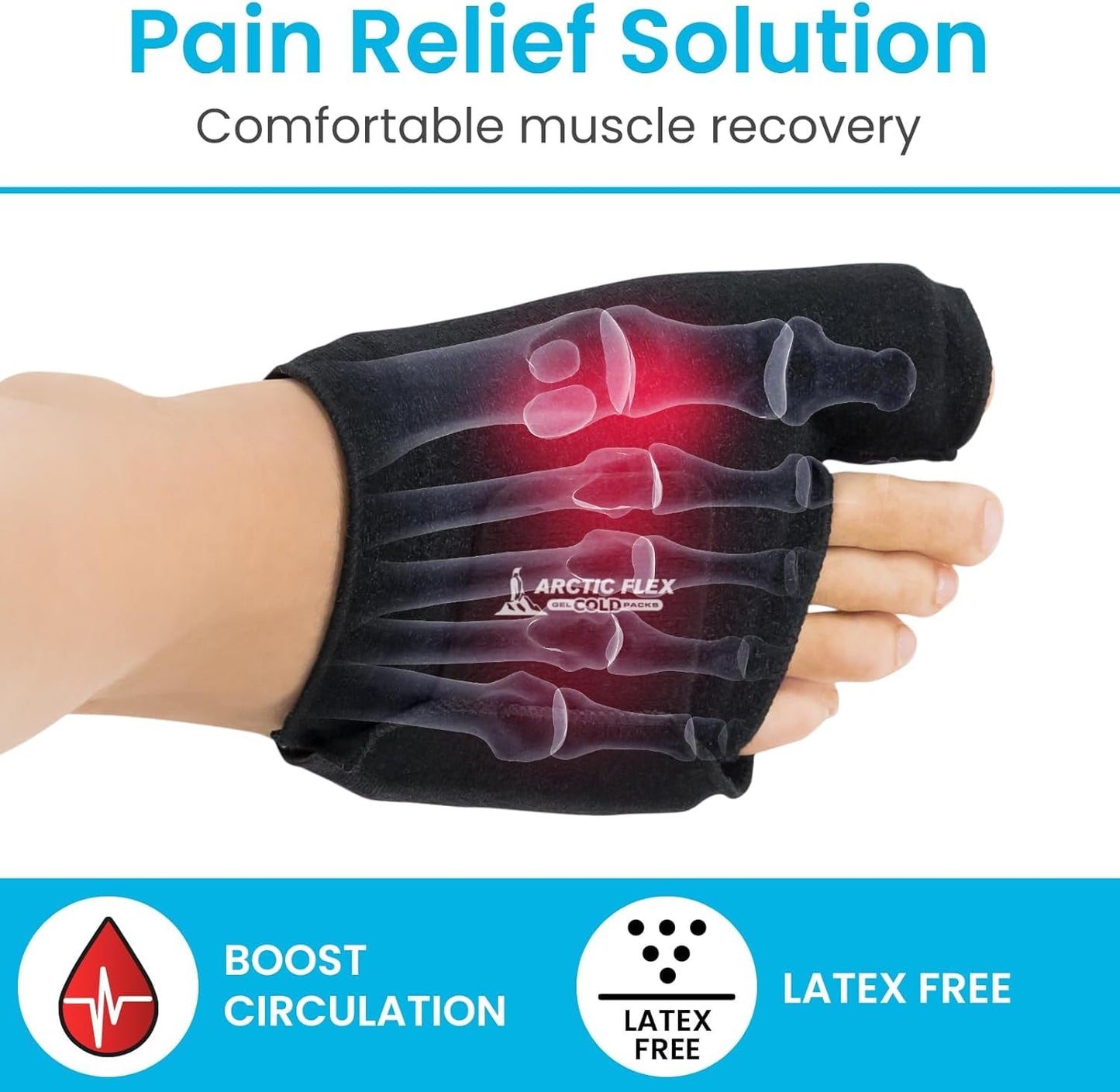 Arctic Flex Foot Ice Pack (Pair) Toe Wrap for Bunion, Plantar Fasciitis, Hallux Valgus, Gout, Swelling & Injuries - Cold & Heat Gel Therapy for Joint Pain Relief & Feet Recovery - Reusable Compression