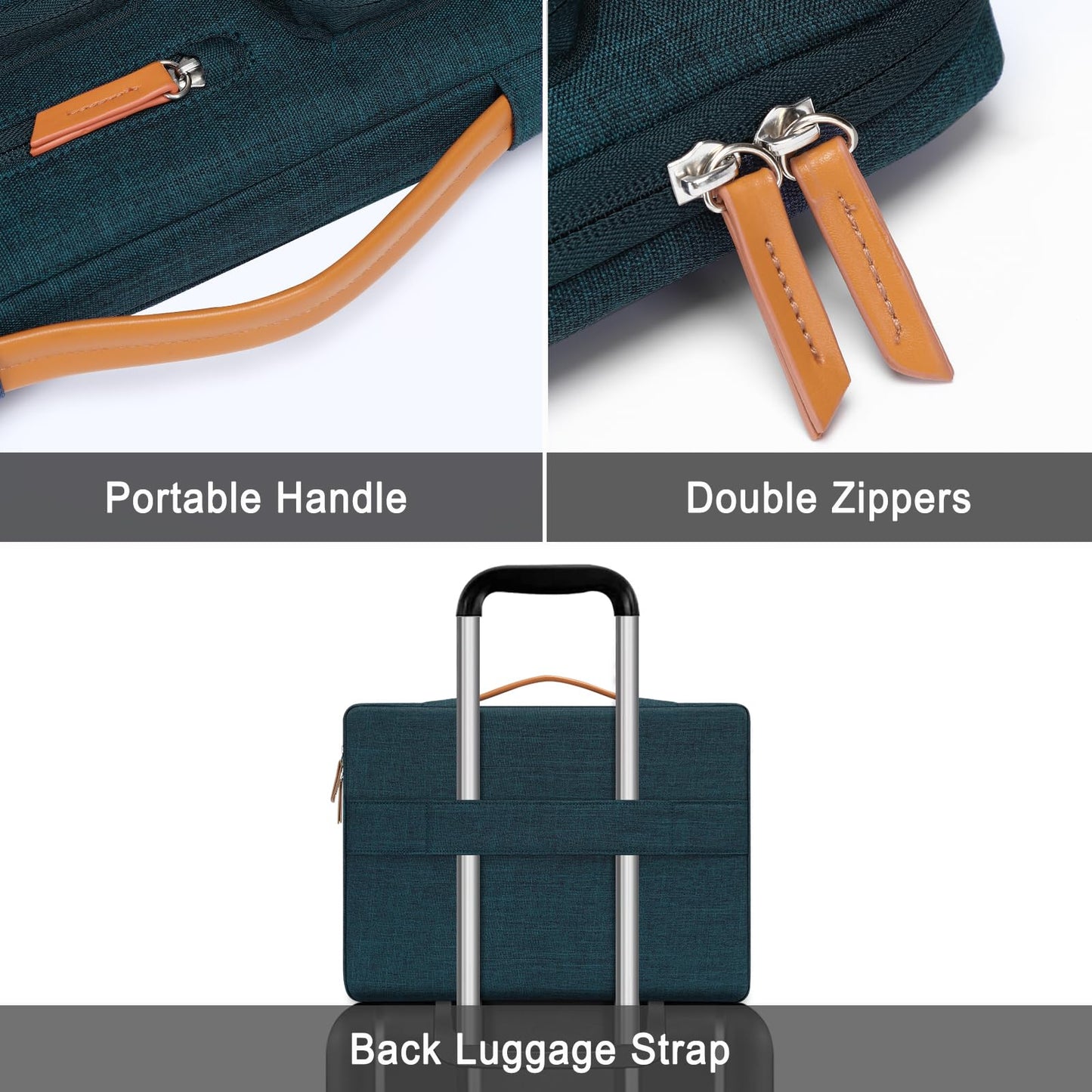 MOSISO 360 Protective Laptop Case 17.3 inch, 17-17.3 inch Laptop Sleeve Compatible with Dell, HP, Lenovo, Asus, Acer, Alienware, Side Open Carrying Case with 4 Zipper Pockets&Handle, Teal Green