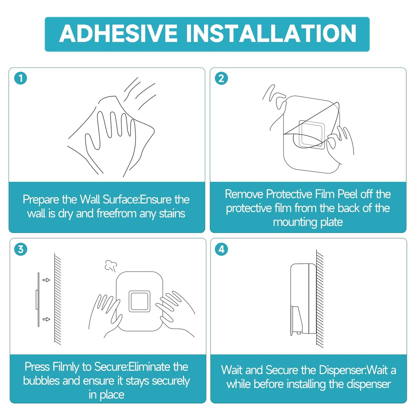 AIKE Wall Mount Liquid Soap Dispenser for Commercial Bathroom 27oz 800ml Large Capacity Manual Push Pump Black