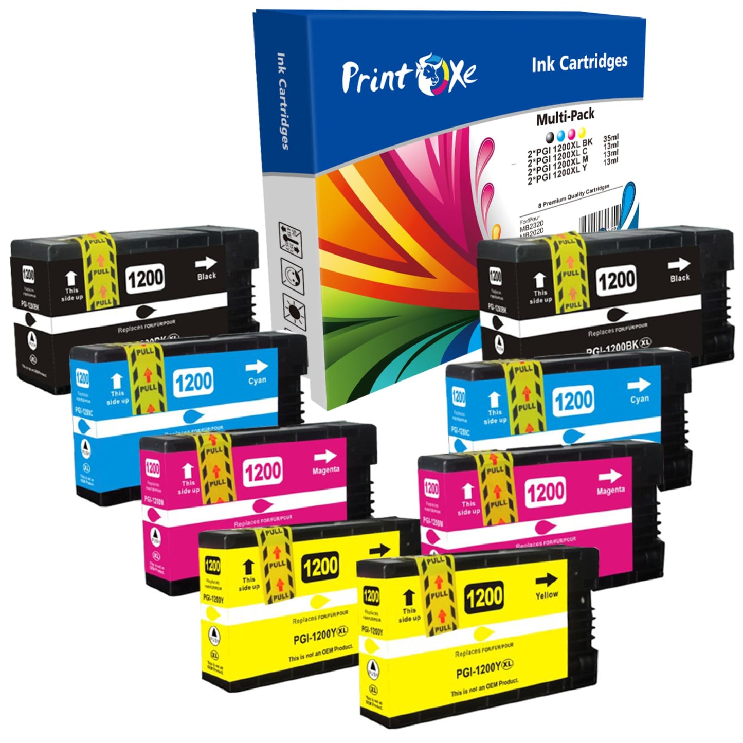 PGI-1200 XL Compatible 2 Sets (Pigment Ink) 8 Ink Cartridge High Yield PGI 1200 for Canon MAXIFY Printer Models MB2320 MB2020 MB2350 MB2050 MB2120 MB2720