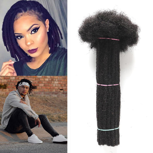 Alaleibaby 0.6cm Thickness 6 Inch 60Strands Real Human Hair Dreadlock Extensions for Man/Women Full Head Handmade Permanent loc Extensions Bundles Can Be Dyed Bleached Curled and Twisted