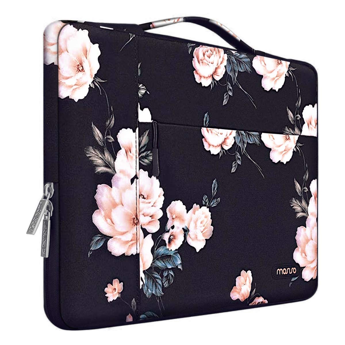MOSISO Laptop Sleeve Compatible with MacBook Pro 16 inch 2023-2019 M2 A2780 M1 A2485 Pro/Max A2141/Pro Retina 15 A1398, 15-15.6 inch Notebook Computer, Polyester Camellia Multifunctional Briefcase Bag